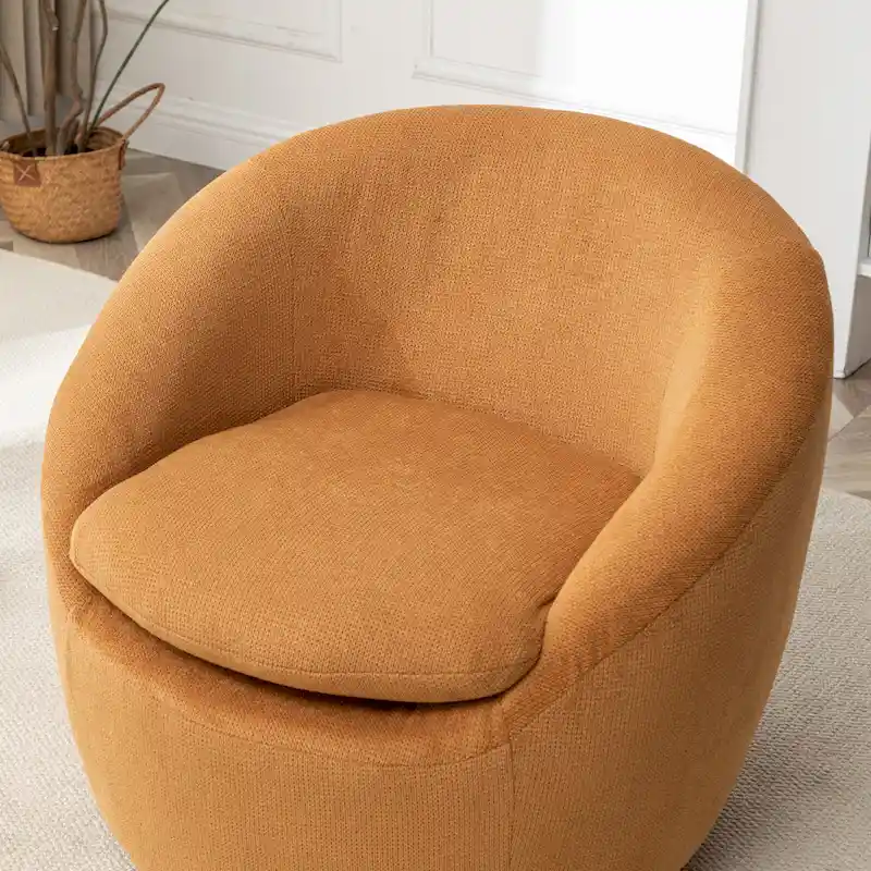 Swivel Barrel Chair - 360° Rotation - Boucle Fabric