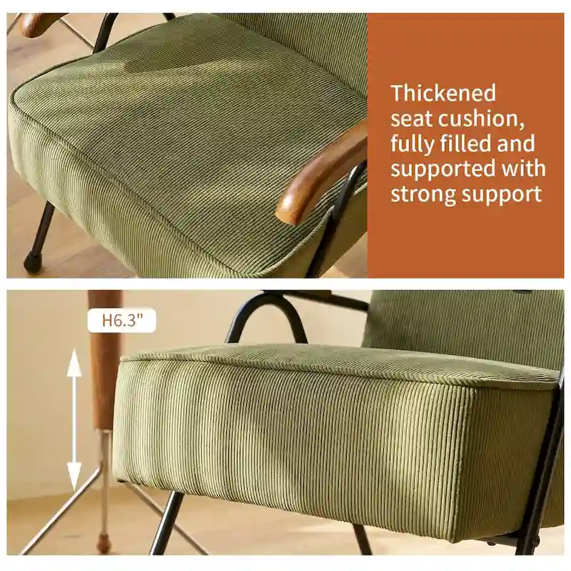 Green Modern 20   High Back Upholstered Accent Chair with Metal Legs