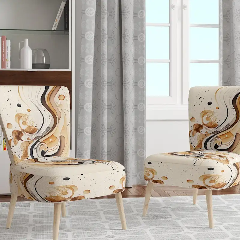 Brown and Black Upholstered Modern Accent Arm Chair