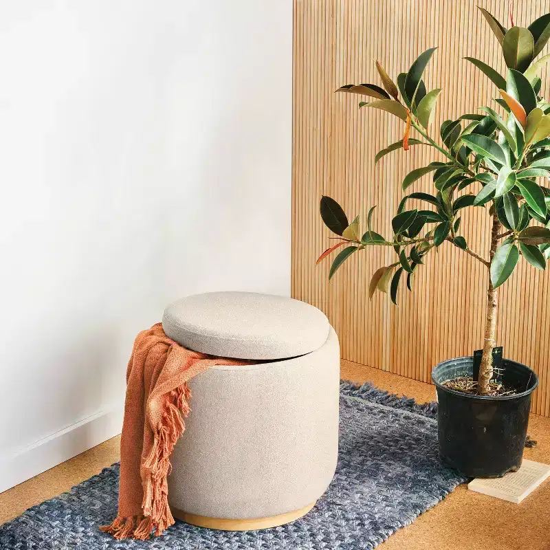 Round Upholstered Storage Ottoman - Room Essentials