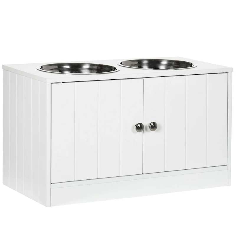 Large Elevated Dog Bowls,Storage Cabinet Containing Large 44L Capacity, Raised Dog Bowl Stand Pet Food Bowl Dog Feeding Station