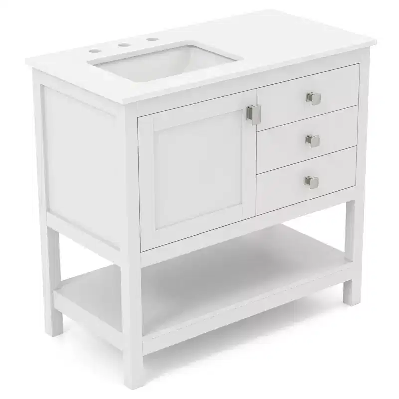 Costway Bathroom Vanity Unit w/ Basin w/ Extra Wide Granite Countertop Ceramic Sink