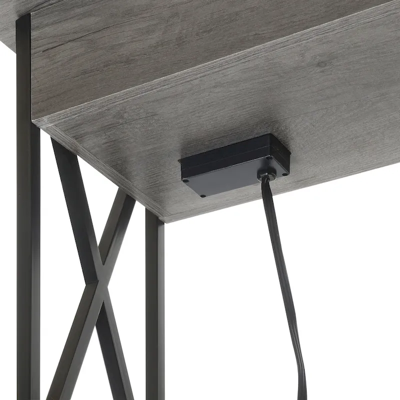 Tucson Flip Top End Table with Charging Station and Shelf