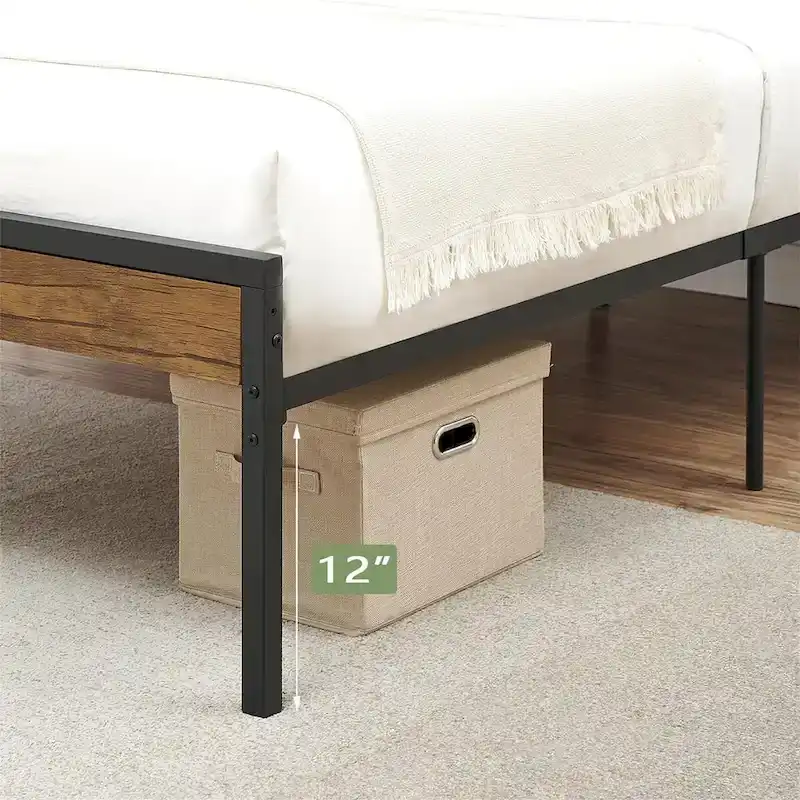 Bed Frame with Wood Headboard, Noise-Free