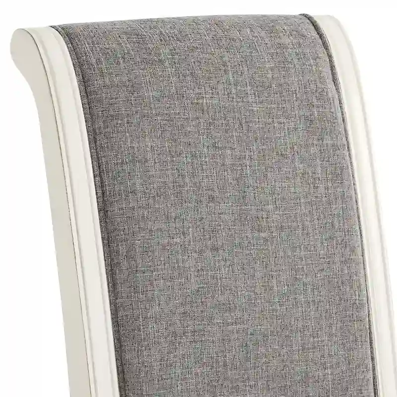 Roundhill Furniture Belleza Antique White Solid Wood Upholstered Dining Chairs, Set of 2