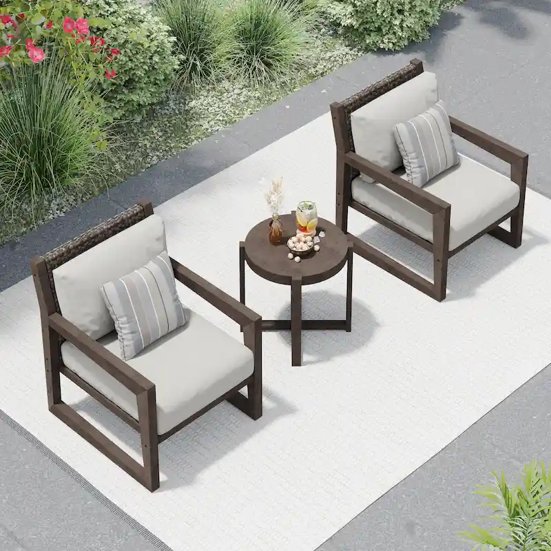 Corvus Augusta 3-piece Outdoor Chat Set with Sunbrella Pillows