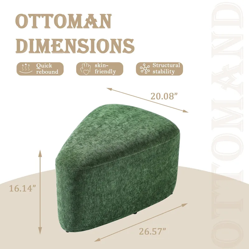 Triangular Chenille Fabric Pouf Ottoman