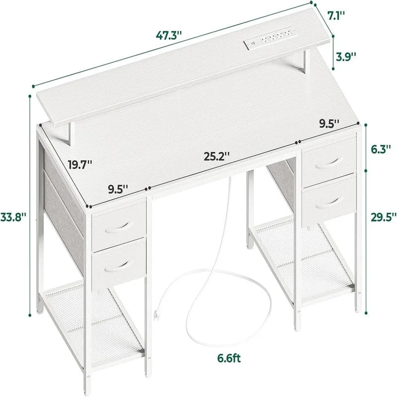47 inch Computer Desk with 4 Drawers