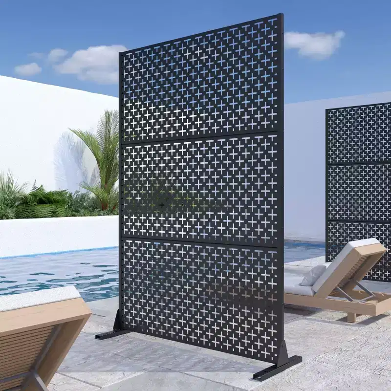 Dane 72 x 47 inch Black Galvanized Sheet Outdoor Private Screen