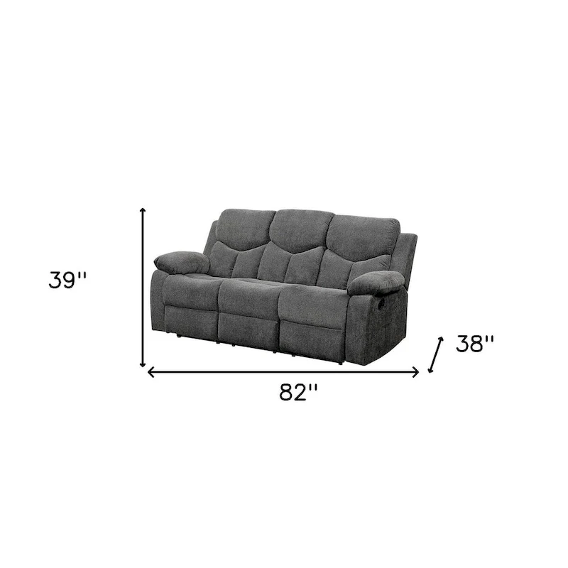 HomeRoots 82 Gray Chenille Reclining Sofa With Black Legs - 82
