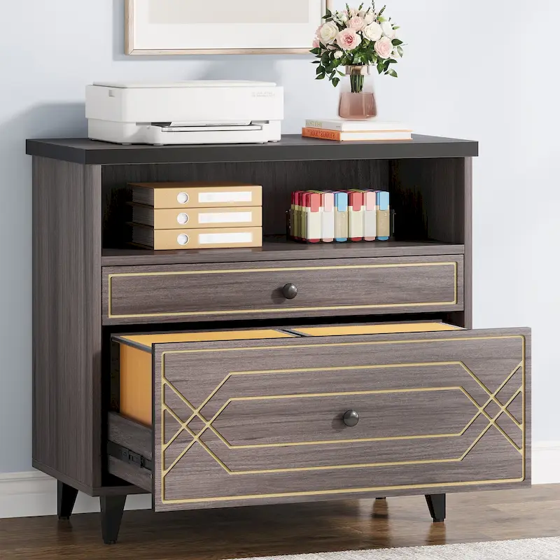 Office File Cabinet with Shelf, 2 Drawer Filing Cabinet for Letter Size
