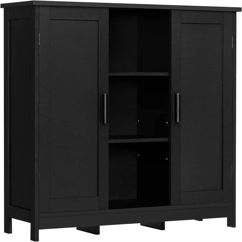 White/Black/Brown/Natural Storage Sideboard Cabinet with 2 Doors & 4 Shelves, Single