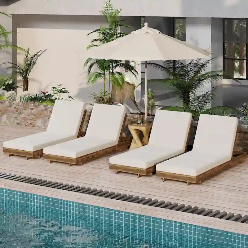 Christopher Knight Home- Lingard Outdoor Acacia Wood Chaise Lounge Set