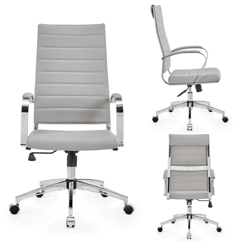 CAROCC Ribbed Computer Office Chair Adjustable Swivel High Back Desk Chair