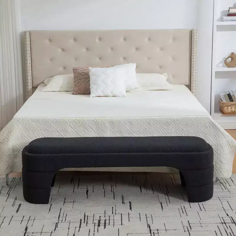 ModernLuxe Upholstered Bench Padded Bed End Bench Minimalist Ottoman Entryway Bench Footstool
