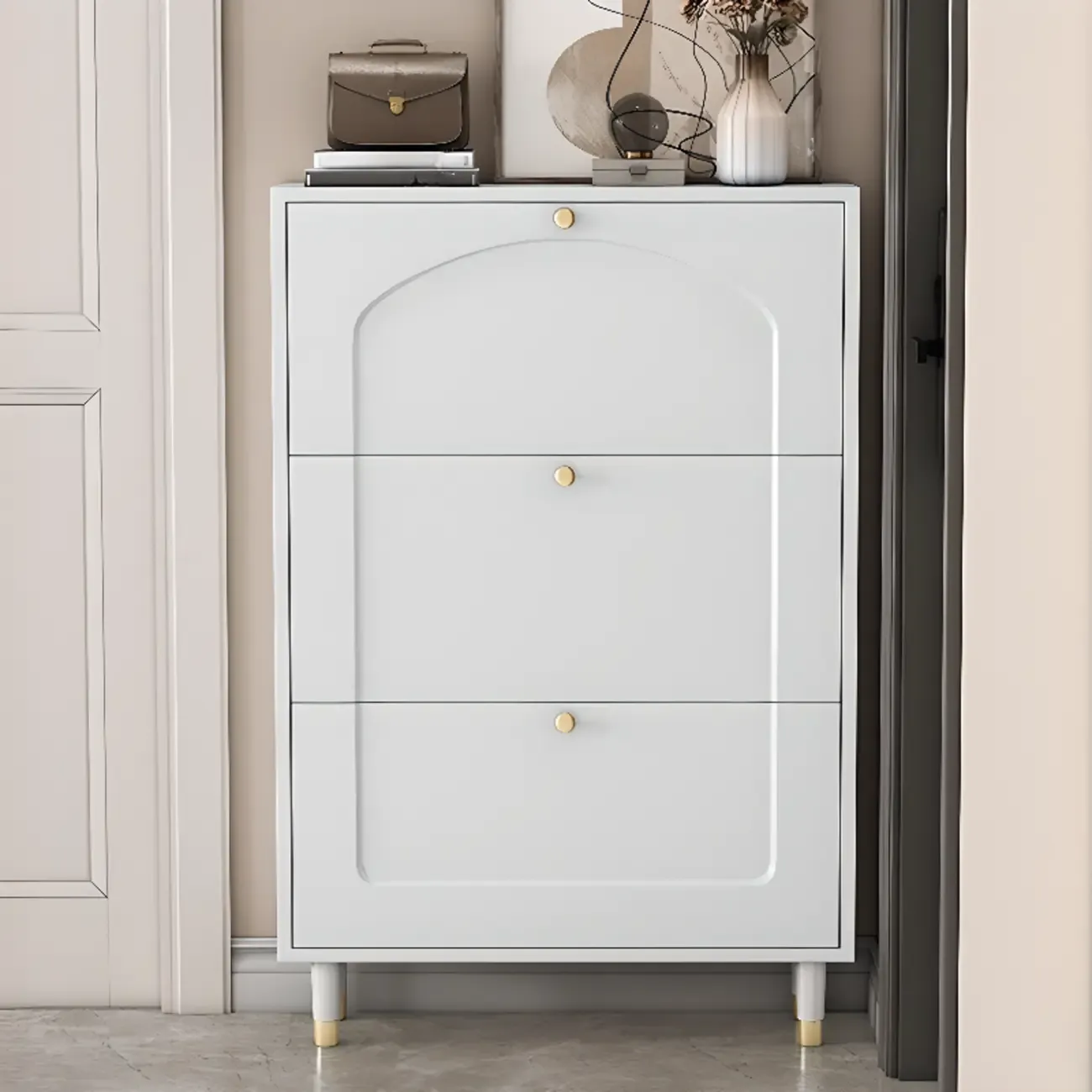 Modern Chalk Wood Shoe Rack for Wall or Cabinet