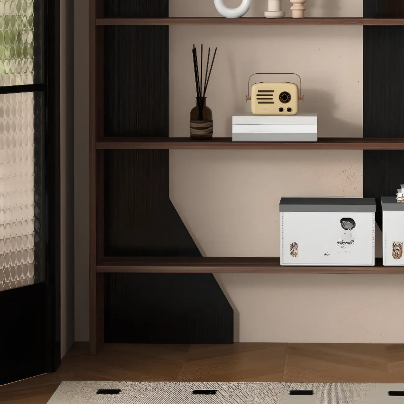 Simple Black Wood 5-Shelf Open Rectangle Bookcase