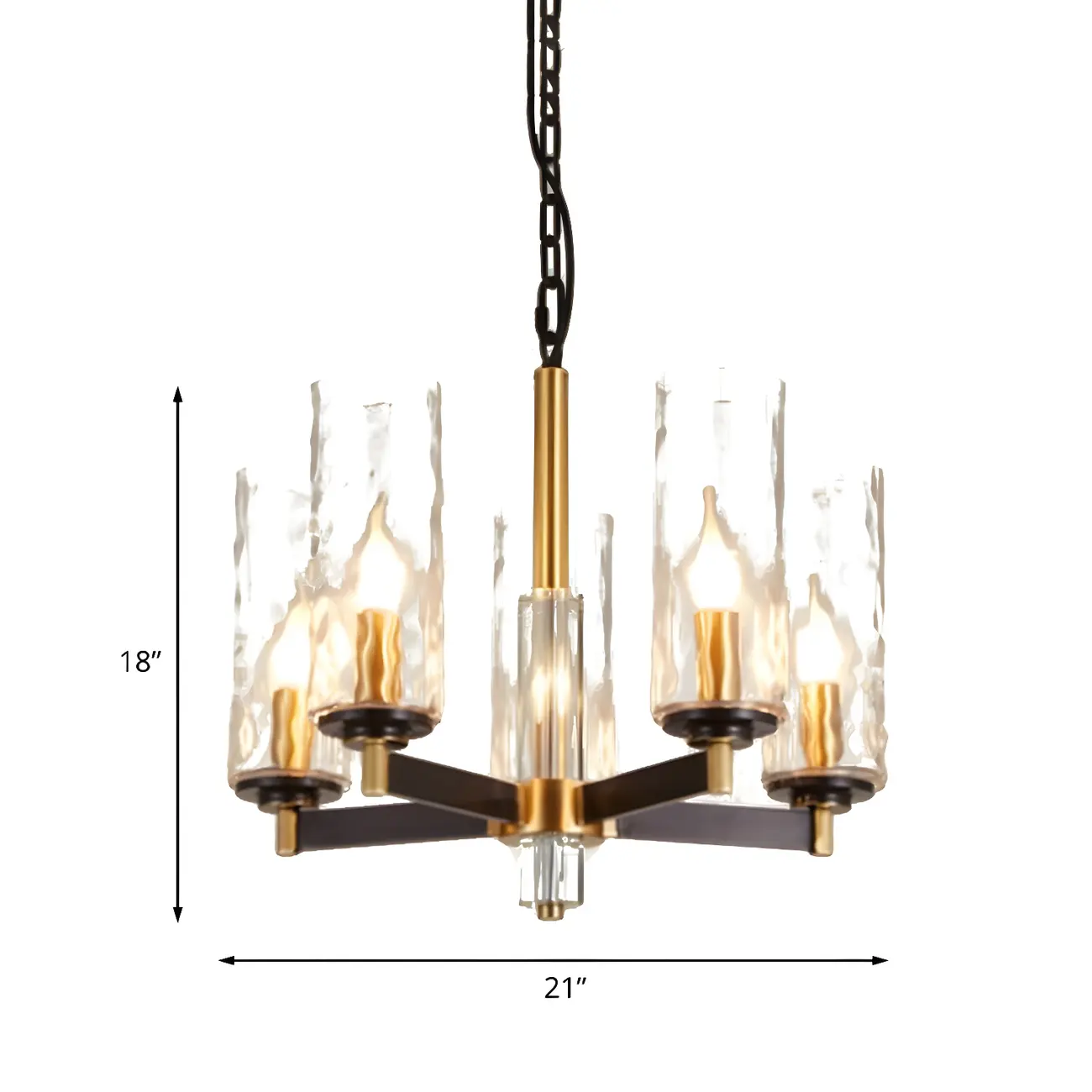 Modern Stylish Black-Gold Cylinder Glass Chandelier