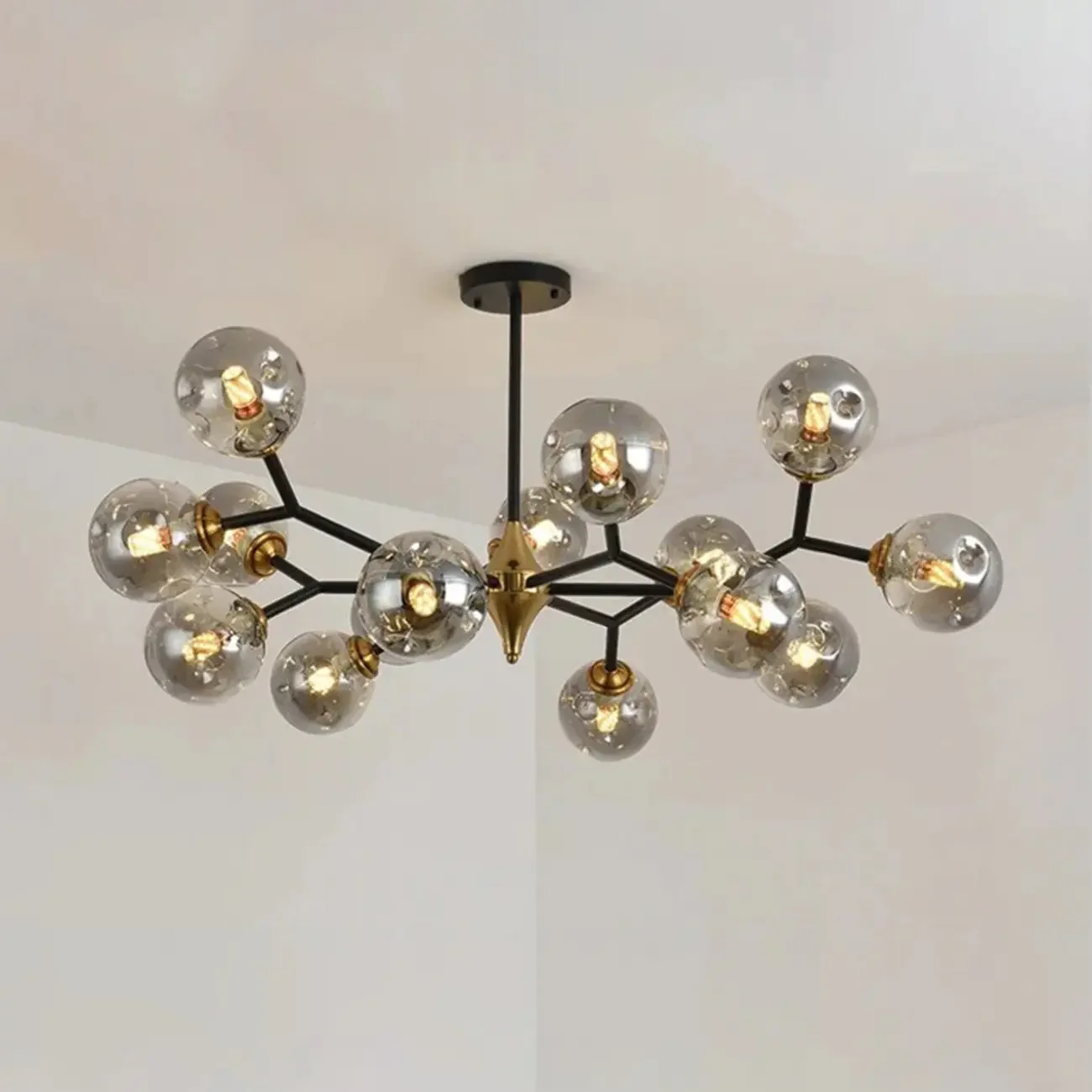 Modern Black Gold Glass Sputnik Chandelier