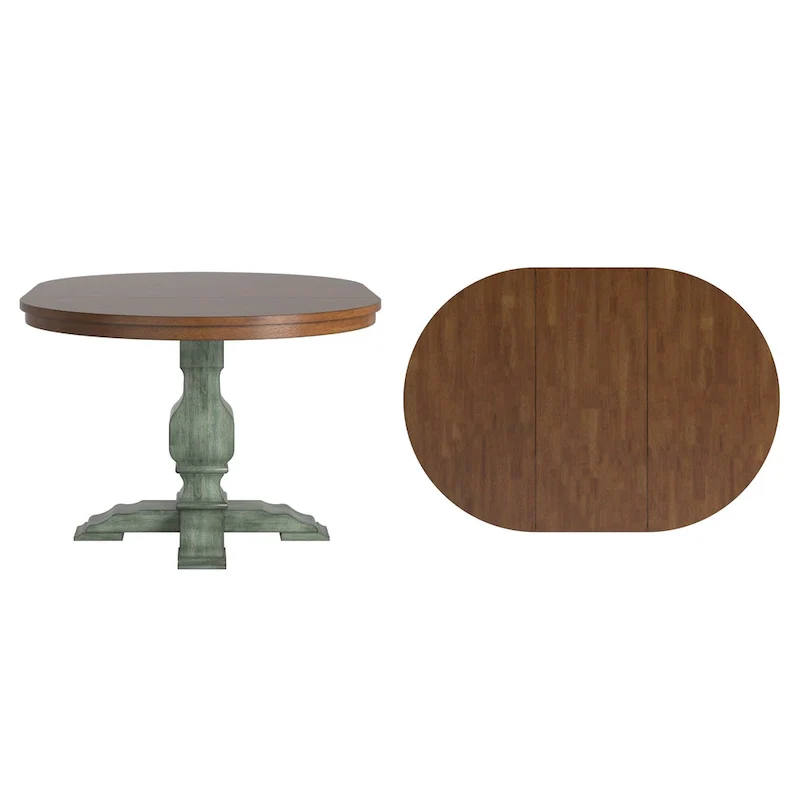 Two-Tone Oval Solid Wood Extending Dining Table
