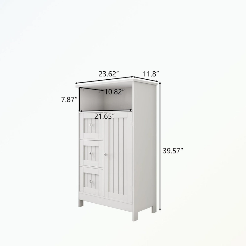 Bathroom standing storage cabinet with 3 drawers and 1 door