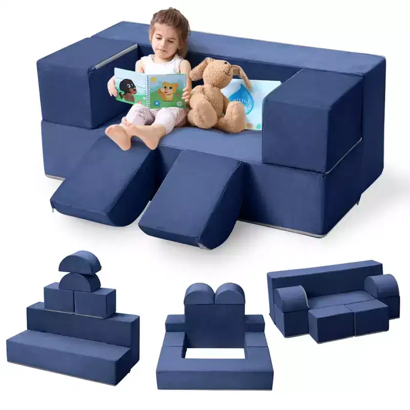 COZONY 6-Piece Modular Kids Play Sofa, Toddler Foam Couch with Removable Cover for Playroom & Bedroom