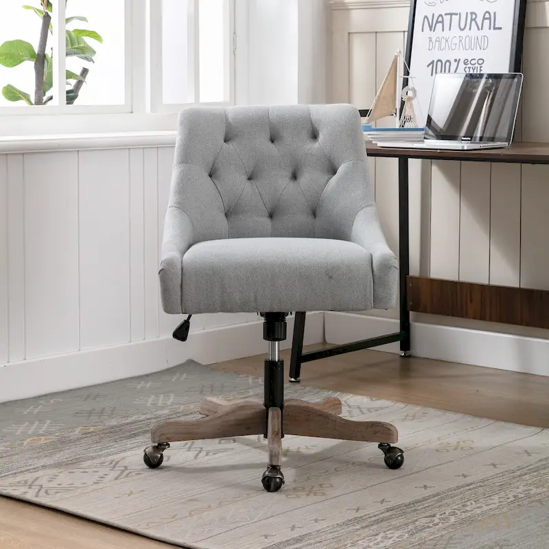 Grey/Blue/Brown/Beige Linen Office Chair, Modern Style, Single