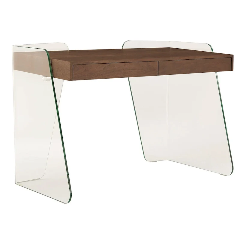 Glass Top Office Desk with Drawers