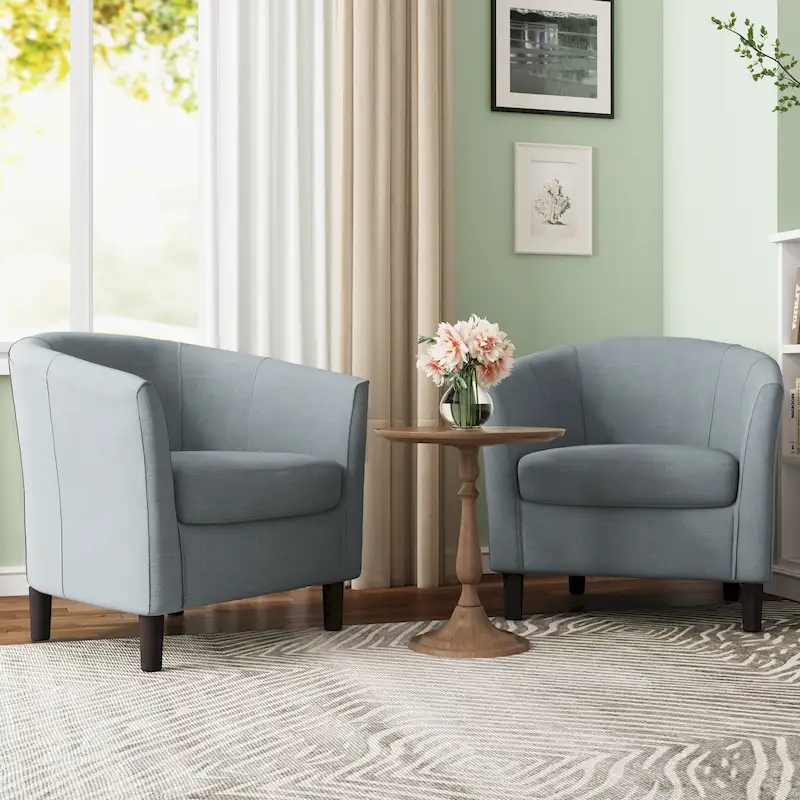 2 Set Modern Accent Chair Upholstered Barrel Chair