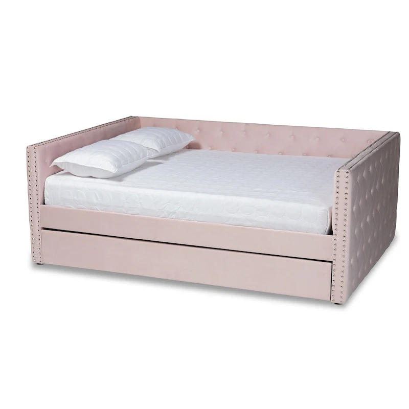 Larkin Modern Velvet Fabric Upholstered Daybed with Trundle
