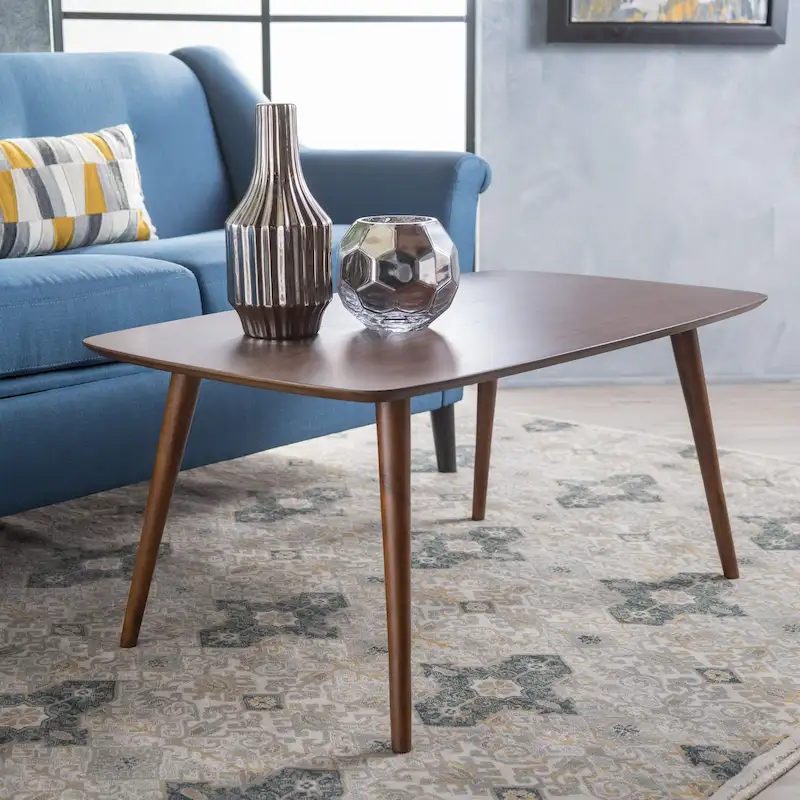 Walnut / Natural Mid-Century Rectangle Coffee Table for 1–4 People