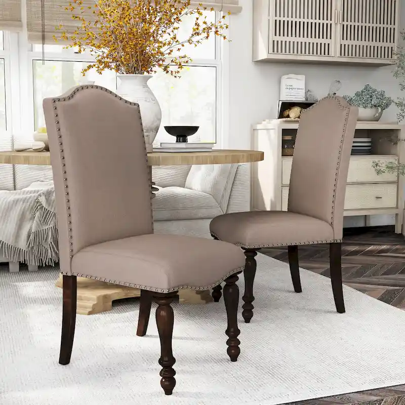 Taupe Fabric Dining Chairs (Set of 2) by
