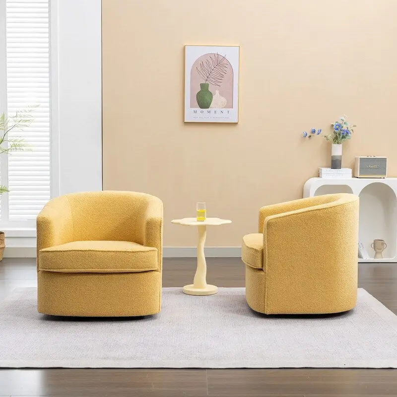 SEYNAR Modern Boucle Upholstered 360 Degree Swivel Accent Club Chair Set of 2