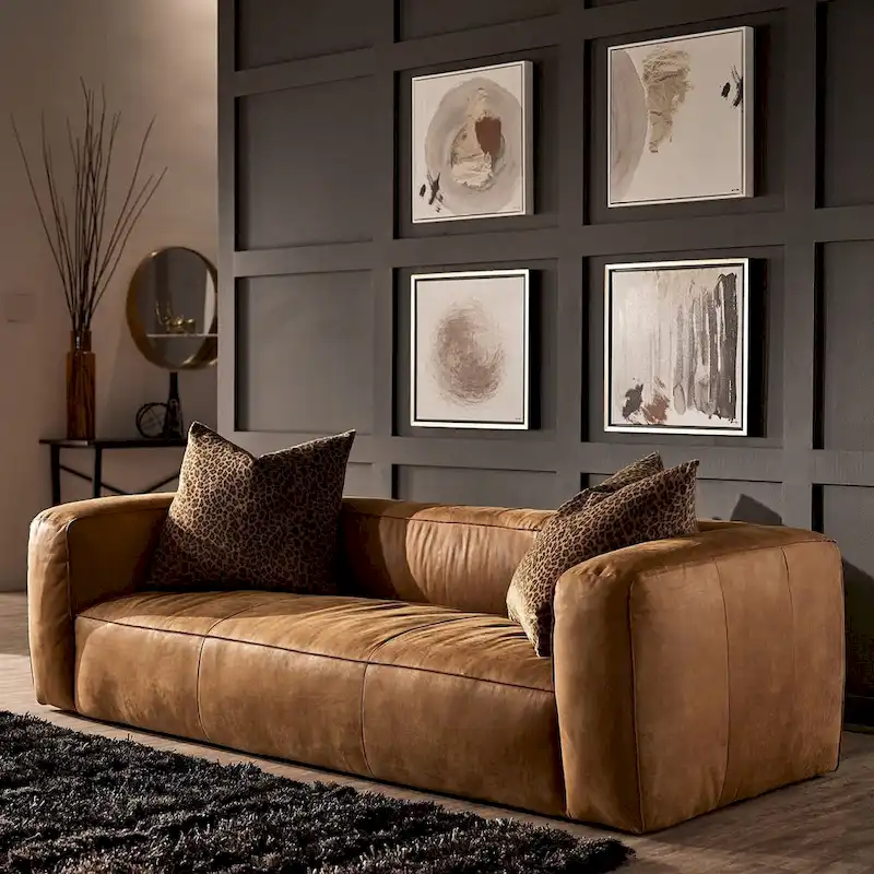 Distressed Italian Leather Sofa