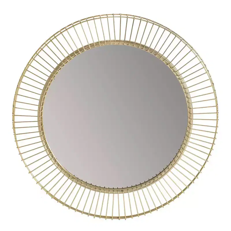 Argus Wall Mirror Gold - Brewster: 24" Round Metal Frame, No Assembly, Modern Wall Decor