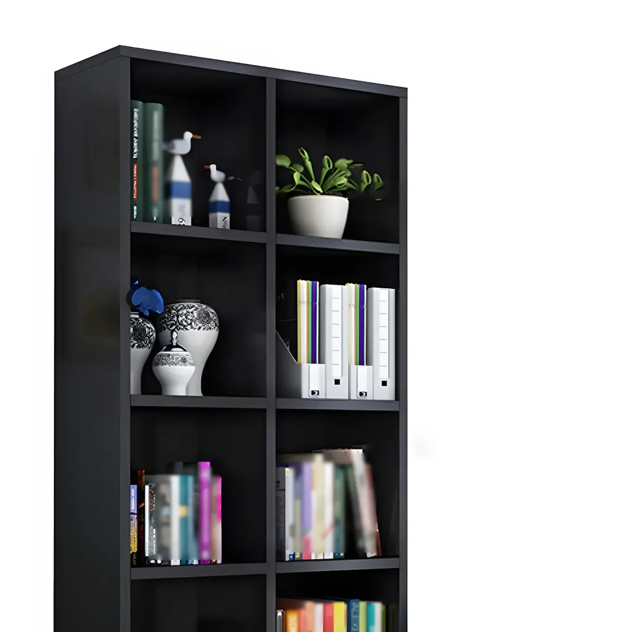 Scandinavian 3-Tier Black Cube Wood Bookcase