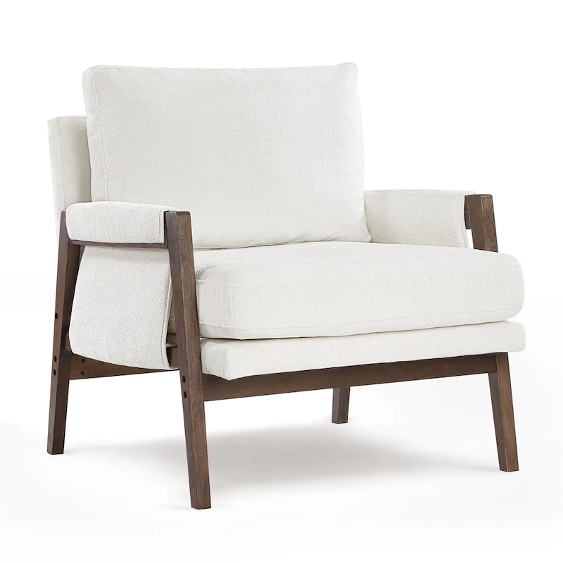 Mid-Century Modern 30  W Chenille Upholstered Accent Leisure Armchair