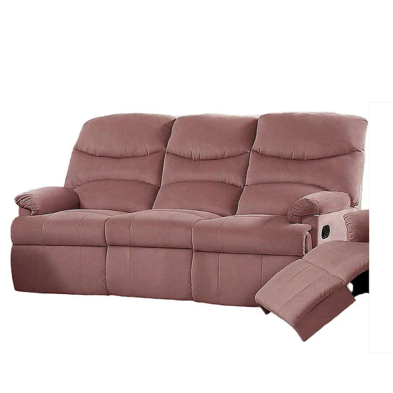 Manual Recliner Sofa, Blush Pink Velvet, Solid Wood, 73 Inch