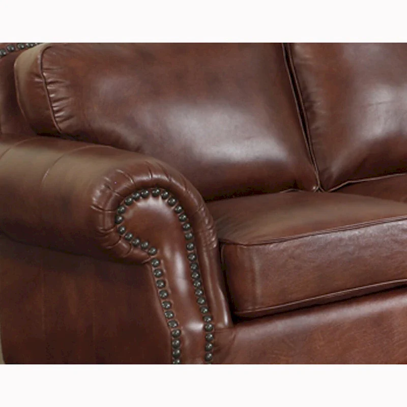 Distressed Whiskey Brown Top-Grain Leather Sofa