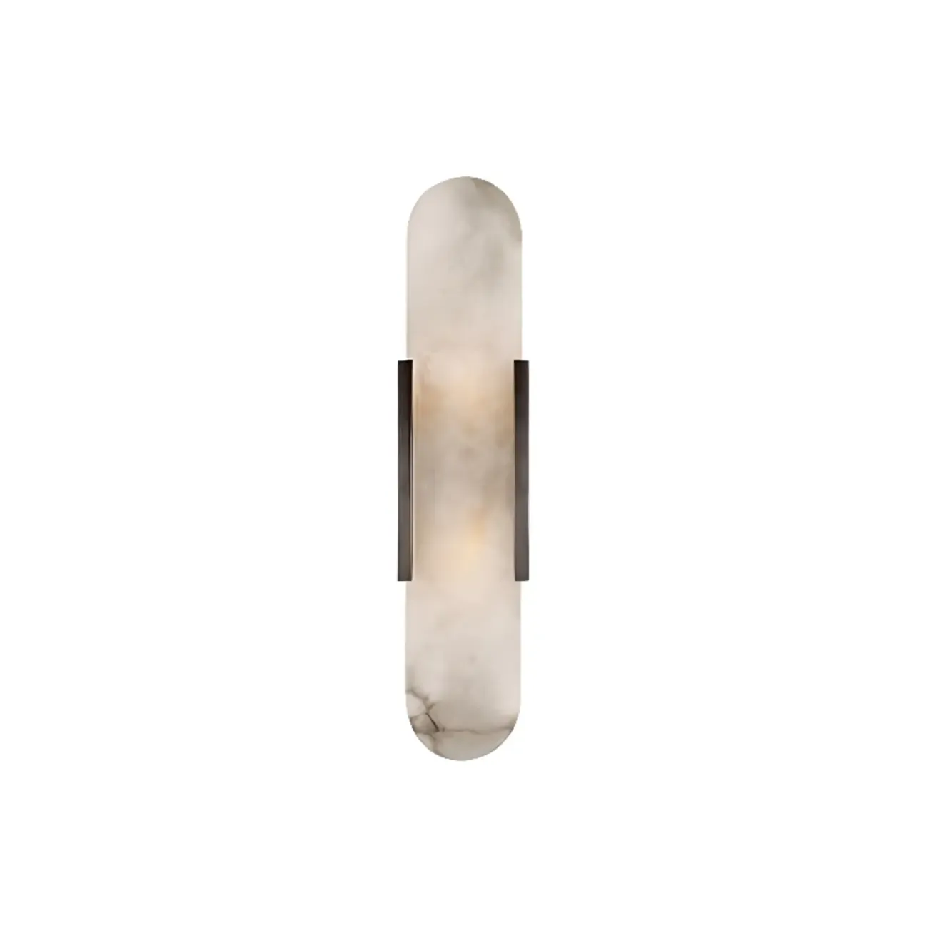 Modern Brass Oval Wall Light with Stone Chalk Shade