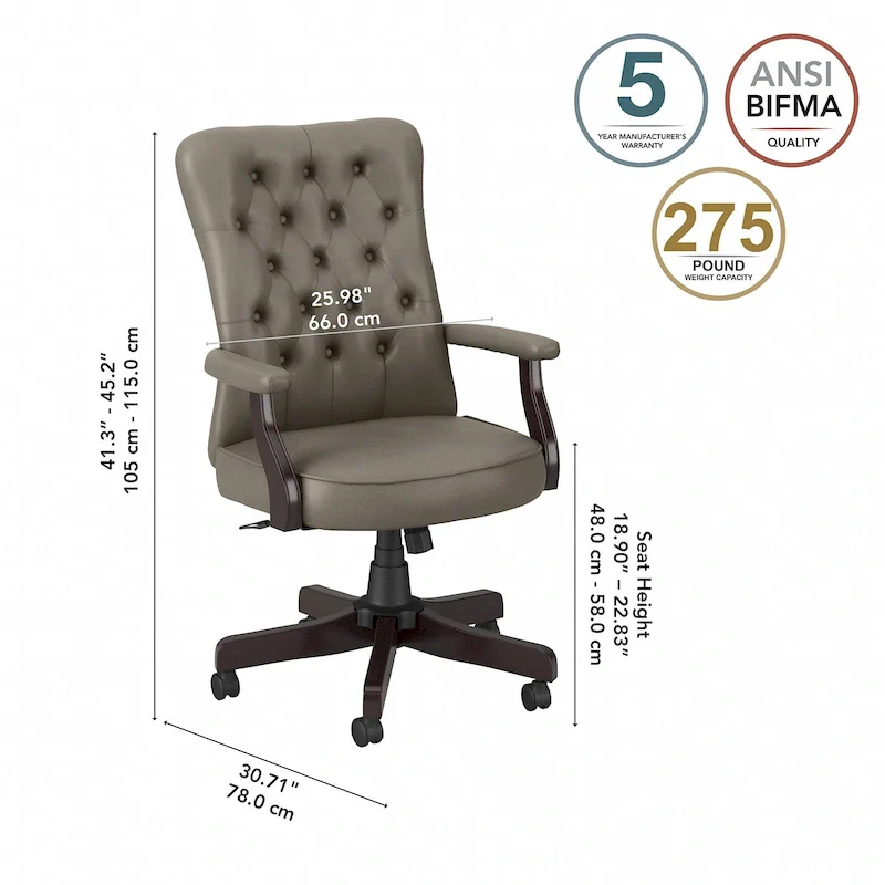 Key West High Back Tufted Office Chair with Arms by Bush Furniture