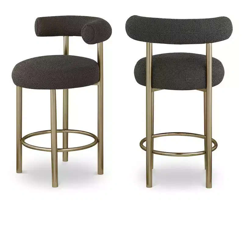 Meridian Furniture,Bordeaux Brown Boucle Fabric Stool, Set of 2