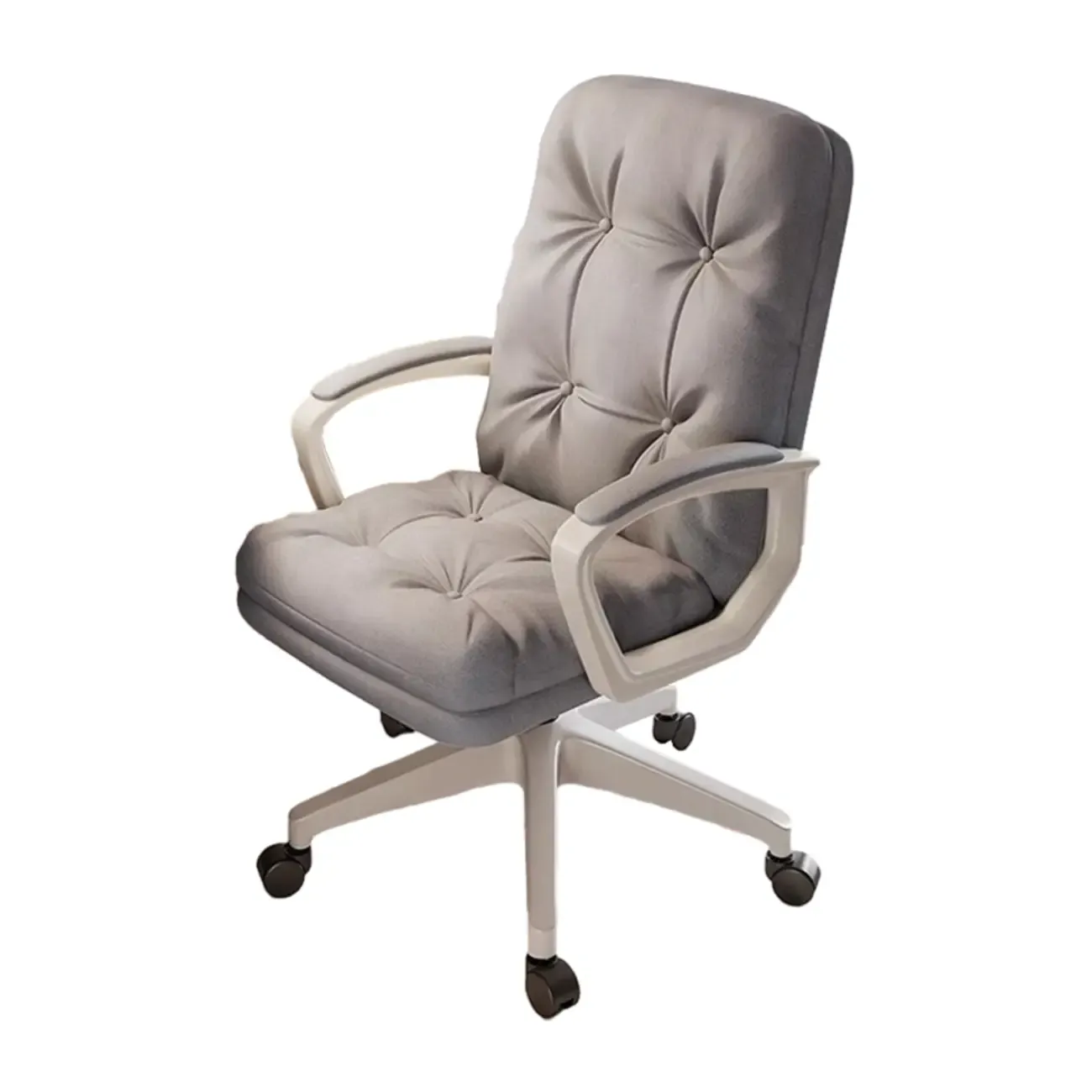 Modern White Leather Swivel Ergonomic Office Chair