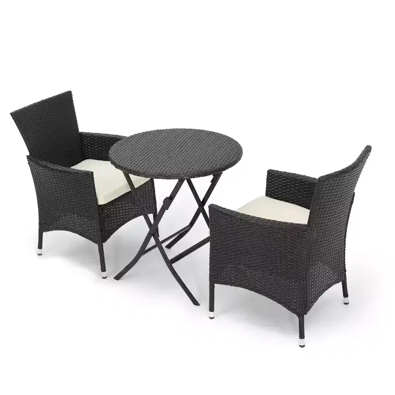Malaga 3pc All-Weather Wicker Patio Bistro Set - Brown - Christopher Knight Home: Weather-Resistant, Cushioned Chairs