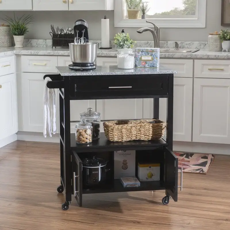 Barbara Rolling Mobile Kitchen Cart with Granite Top