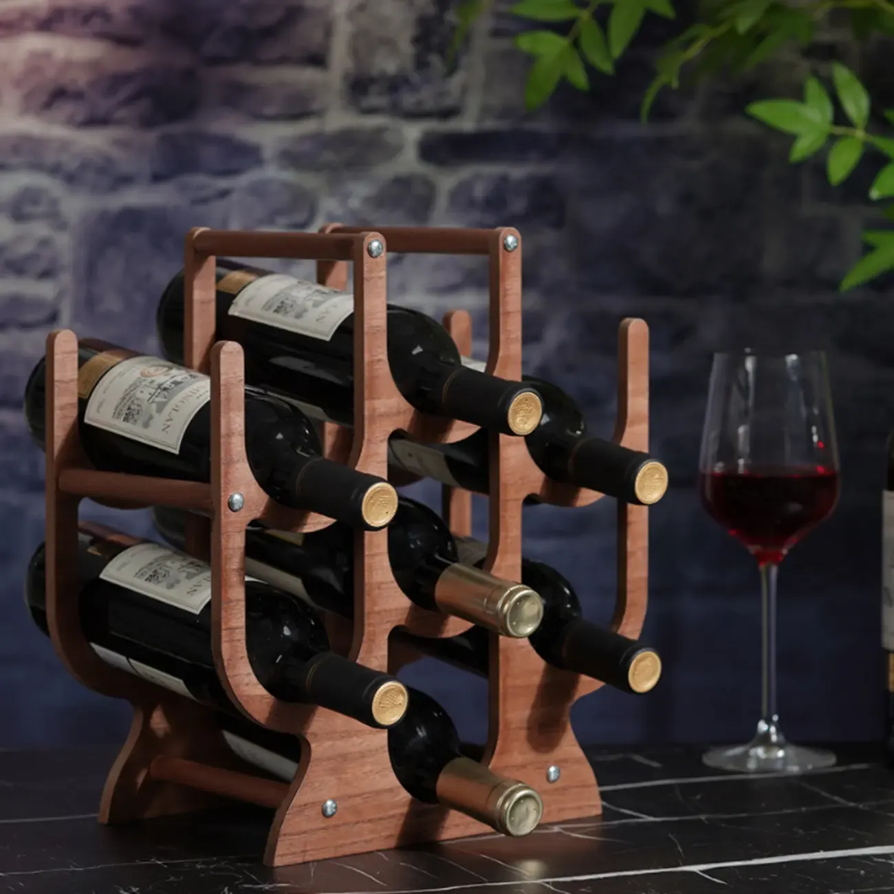 Wooden Stackable Nestable Countertop Wine Holder Bottle