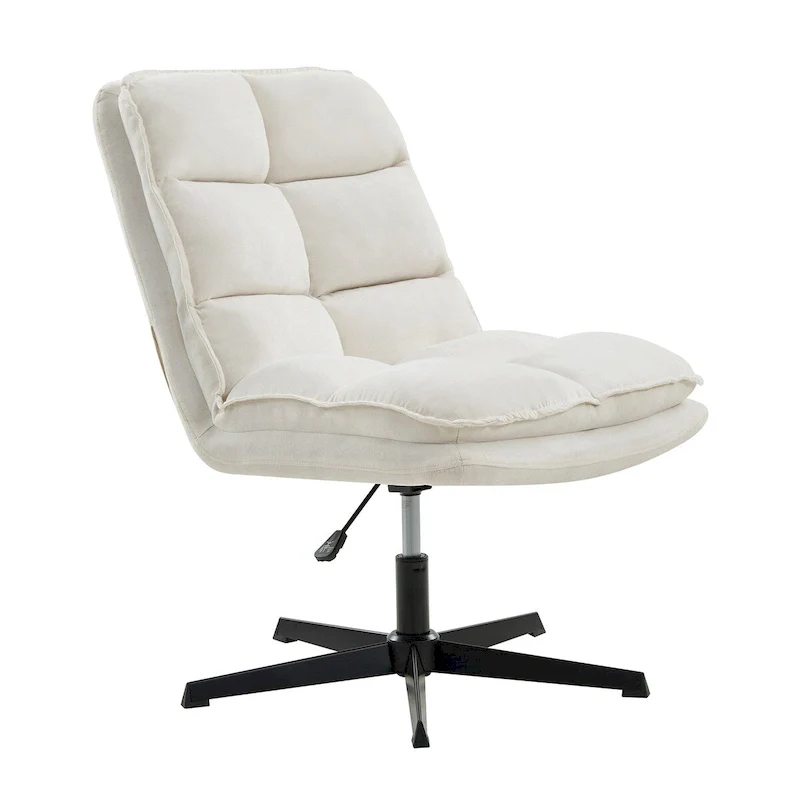 Beige / Mustard / Navy Armless Tufted 360° Swivel Office Chair, Single
