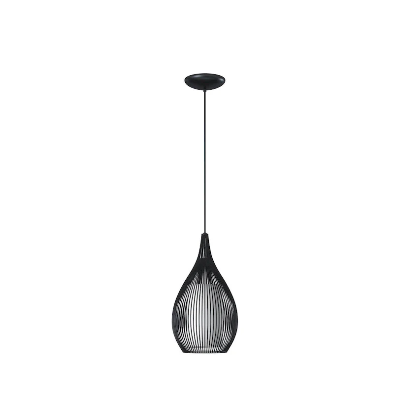 Eglo Razoni 1-light Black Mini Pendant with Opal Glass