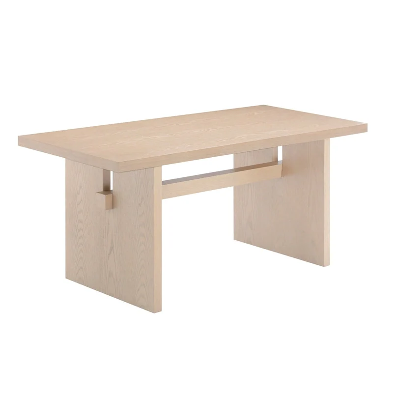Modern style six-person dining table, small rectangular table, solid wood legs.