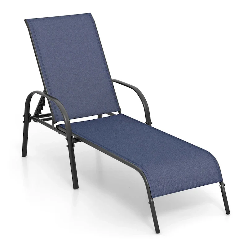 Costway Patio Lounge Chair Chaise Adjustable Reclining Armrest